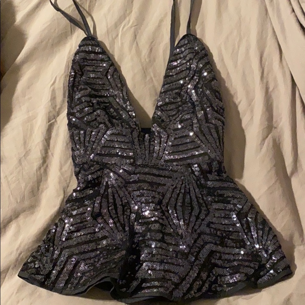 Black with silver sequin top